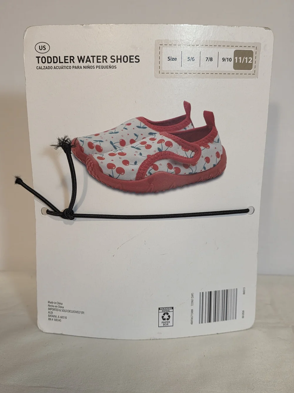 NWT Lily & Dan Girls Size 11/12 Red White Cherry Water Shoes Hook & Loop Close